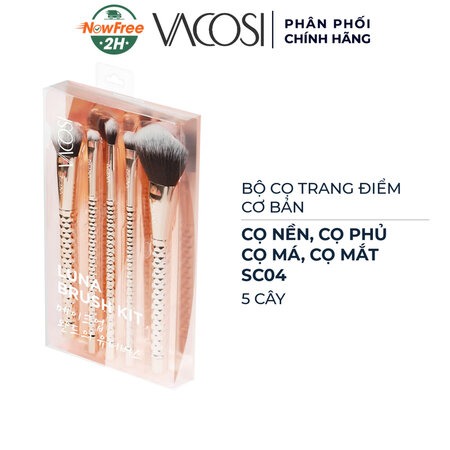 Bộ 4 Cọ Trang Điểm & 1 Bông Phấn Vacosi (Fury The Flawless Face Brush Kit ) SC02