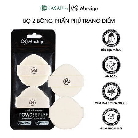 Bộ 2 Bông Phấn Phủ Trang Điểm Mastige Mỏng Mịn Tán Phấn Đều (Premium Powder Puff)