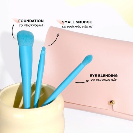 Bộ Cọ Trang Điểm Vacosi 10 Cây Kèm Ví (Candy Puffy Brush Set) 10 Cây Kèm Ví Hồng