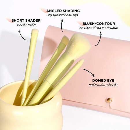 Bộ Cọ Trang Điểm Vacosi 10 Cây Kèm Ví (Candy Puffy Brush Set) 10 Cây Kèm Ví Hồng