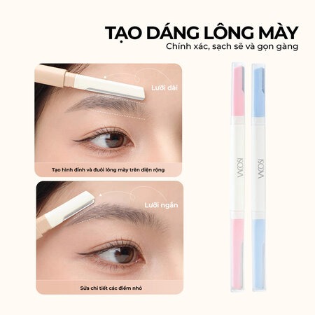 Dao Cạo Mày Vacosi 2 Đầu (Dual-End Eyebrow Razor - Spring Pack) Vàng/Nâu