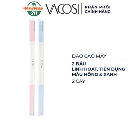 Dao Cạo Mày Vacosi 2 Đầu (Dual-End Eyebrow Razor - Spring Pack) Vàng/Nâu