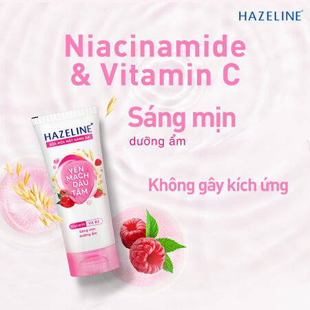 Sữa Rửa Mặt Hazeline Dưỡng Ẩm Sáng Da Yến Mạch & Dâu Tằm 100g