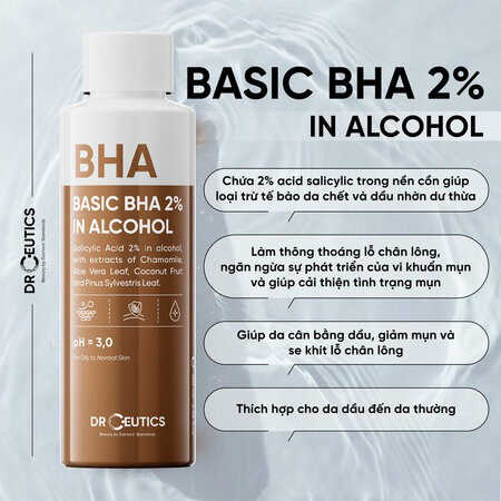 Dung Dịch Tẩy Da Chết DrCeutics 2% BHA Nền Cồn (Basic BHA 2% In Alcohol) 100ml