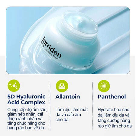 Kem Dưỡng Torriden Làm Dịu Mát, Dưỡng Ẩm, Sáng Bóng Da (DIVE-IN Low Molecular Hyaluronic Acid Soothing Cream) 100ml