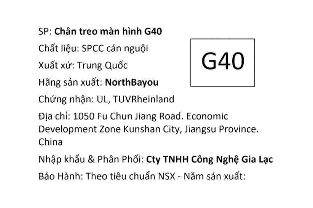 Giá treo màn hình North Bayou G40 Bạc