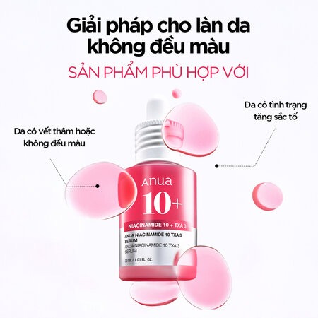 Serum Anua Niacinamide 10 + TXA 3 Mờ Thâm, Sáng Da (Niacinamide 10 + TXA 3 Serum 30ml