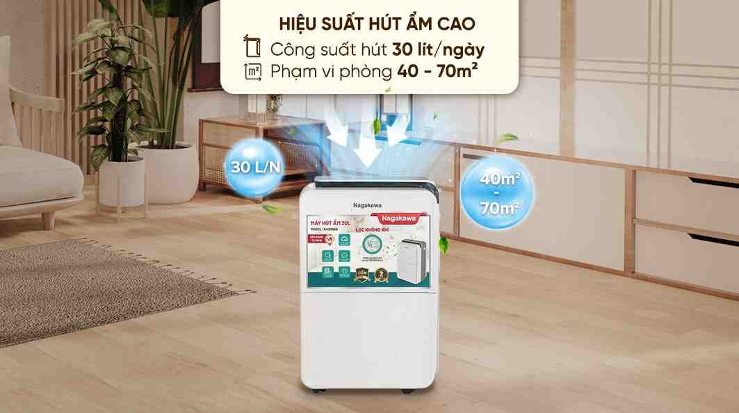 Máy hút ẩm kết hợp lọc không khí Nagakawa NAD8668