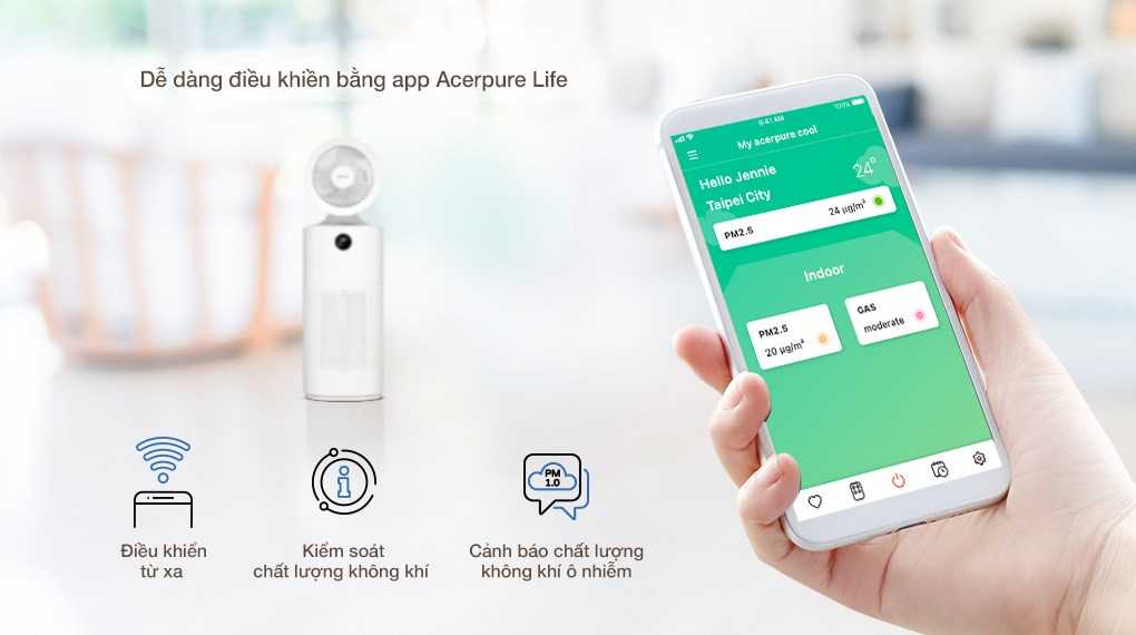 Máy lọc không khí kết hợp quạt Acerpure Cool C2-UVC AC553-50W