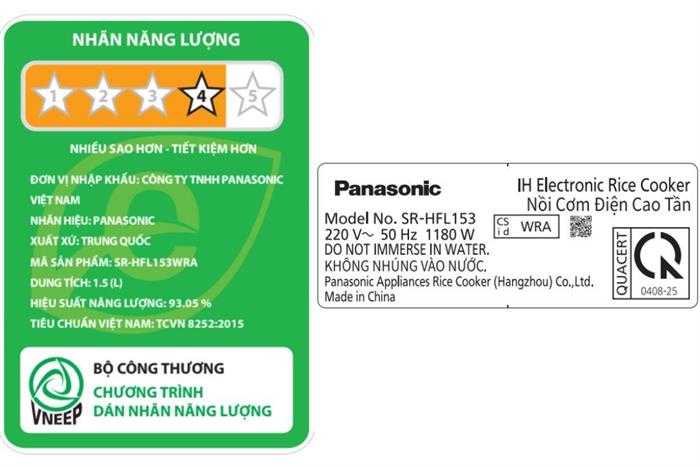 Nồi cơm cao tần Panasonic 1.5 lít SR-HFL153WRA