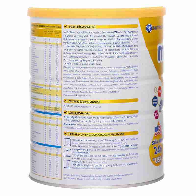 Sữa bột MetaCare Opti 2+ 850g