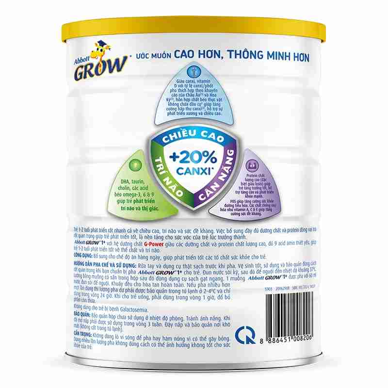 Sữa bột Abbott Grow 1+ hương vani 850g