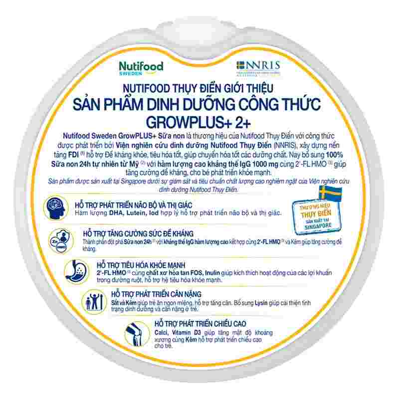 Sữa bột Nutifood GrowPLUS+ vàng 2+ hương vani 800g