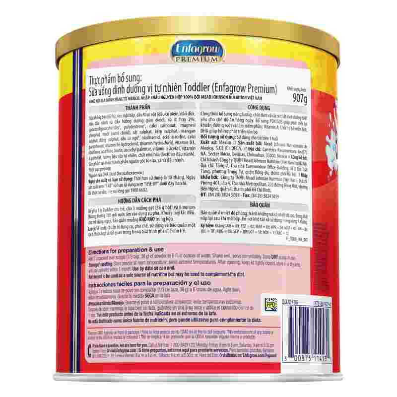 Sữa bột Enfagrow Premium Toddler 907g