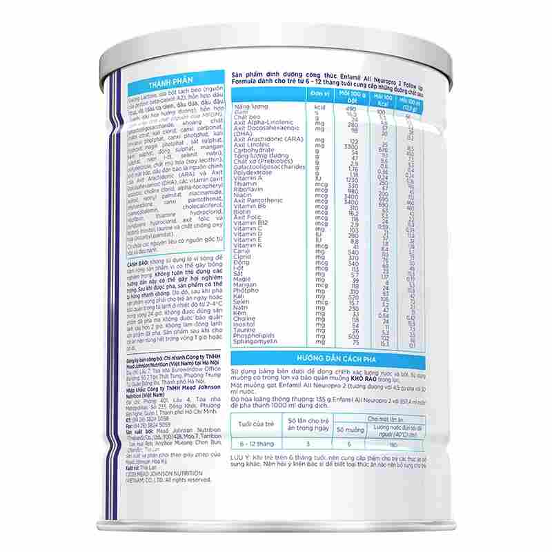 Sữa bột Enfamil A2 Neuropro Follow Up Formula số 2 350g