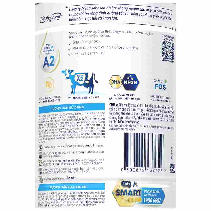 Sữa bột Enfagrow A2 Neuropro số 3 800g