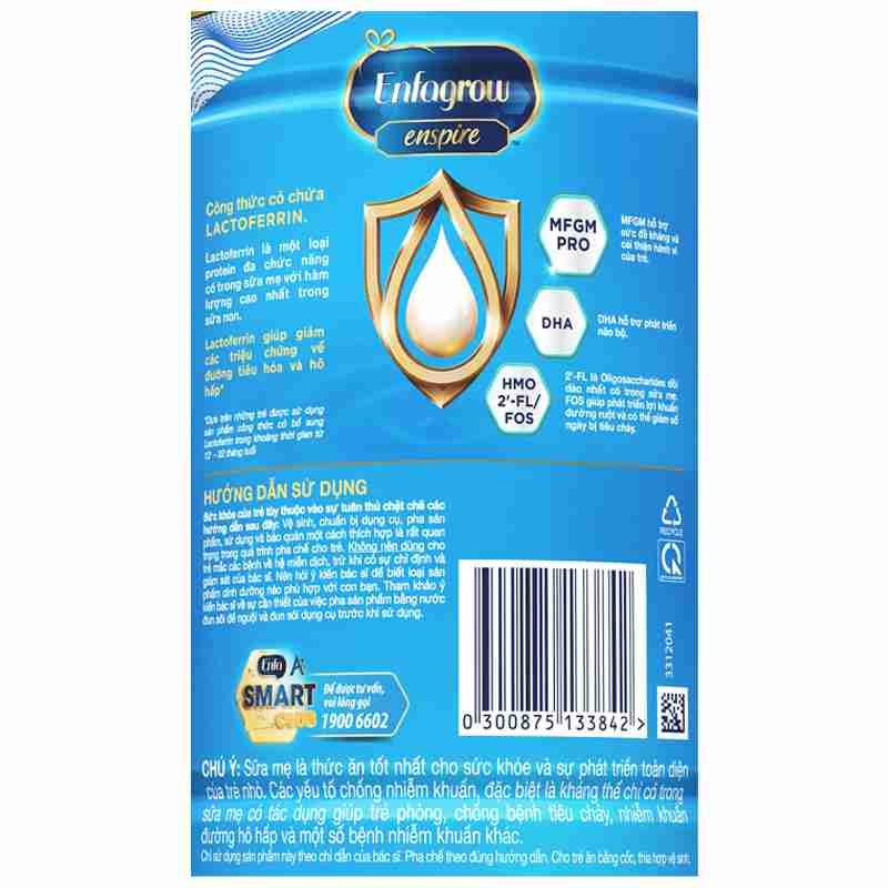 Sữa bột Enfagrow Enspire số 2 850g