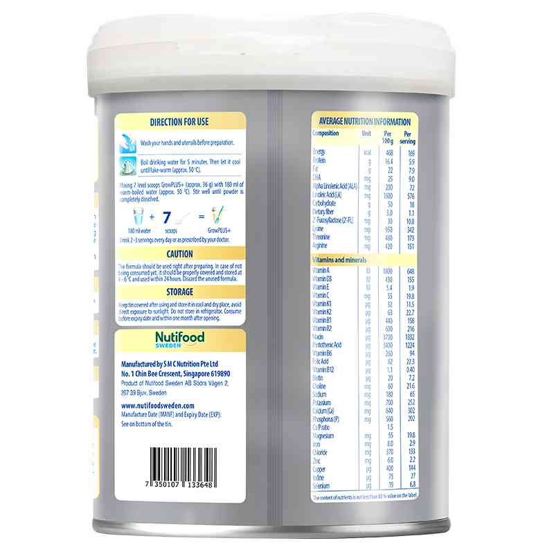 Sữa bột Nutifood GrowPLUS+ bạc 2+ 800g