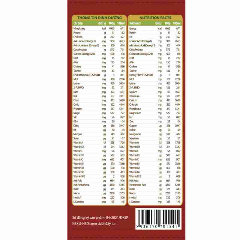 Sữa bột ColosBaby Colos Gain 0+ 800g (0-12 tháng)