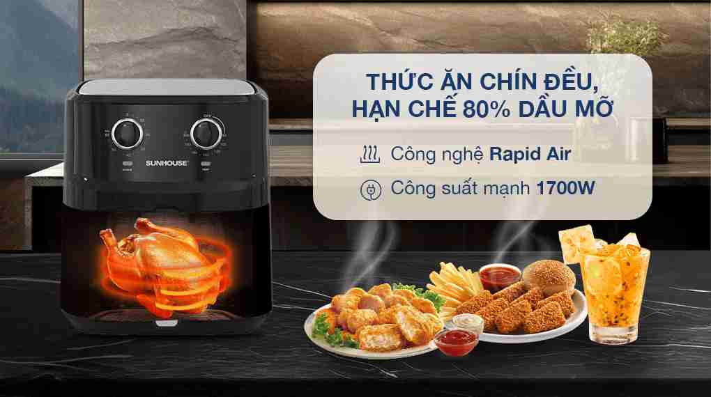 Nồi chiên không dầu Sunhouse SHD4030 6.5 lít