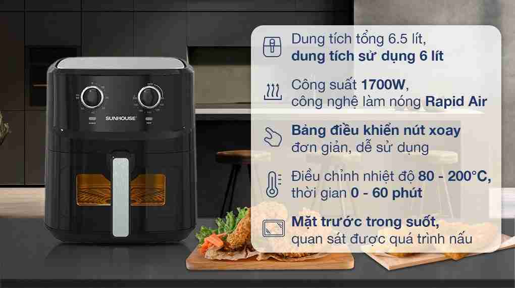 Nồi chiên không dầu Sunhouse SHD4030 6.5 lít