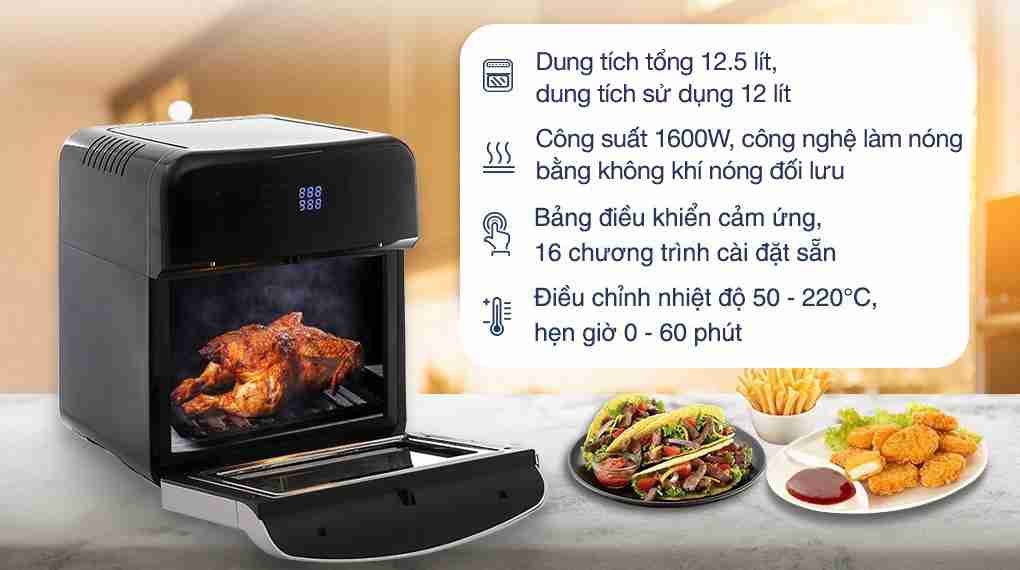 Lò chiên không dầu Kangaroo KG12AF6A 12.5 lít