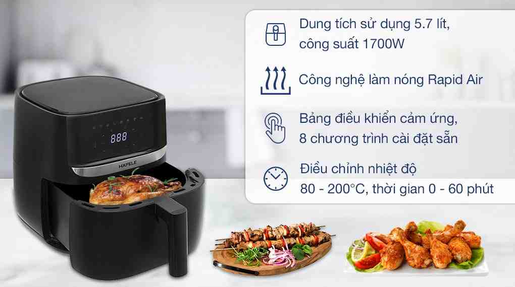 Nồi chiên không dầu Hafele HS-AF502B 5.7 lít