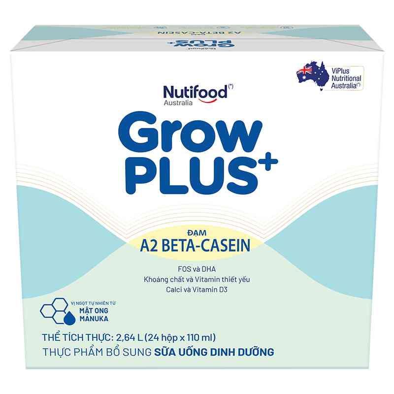Thùng 24 hộp sữa bột pha sẵn GrowPLUS+ A2 BETA-CASEIN 1+ 110ml