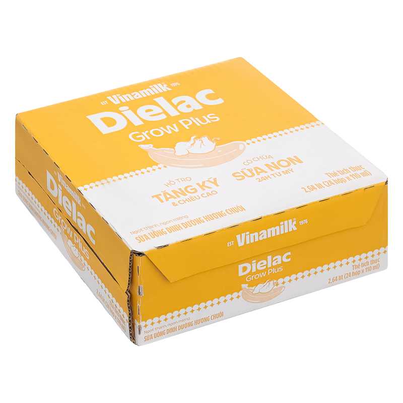 Thùng 24 hộp sữa non pha sẵn Dielac Grow Plus hương chuối 110ml