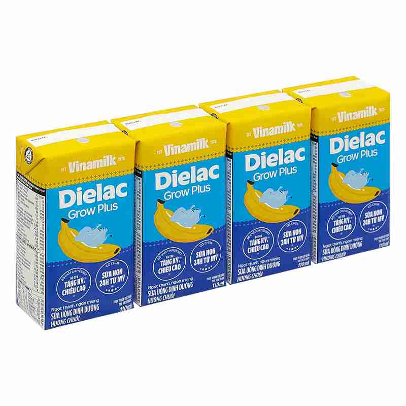 Thùng 24 hộp sữa non pha sẵn Dielac Grow Plus hương chuối 110ml