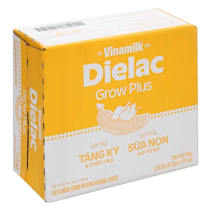 Thùng 24 hộp sữa non pha sẵn Dielac Grow Plus hương chuối 110ml