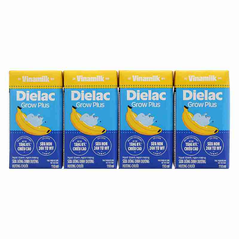 Thùng 24 hộp sữa non pha sẵn Dielac Grow Plus hương chuối 110ml