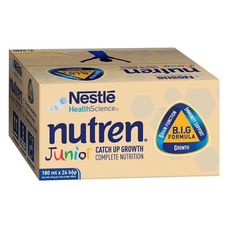Thùng 24 hộp sữa pha sẵn Nutren Junior hương vani 180ml