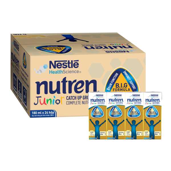 Thùng 24 hộp sữa pha sẵn Nutren Junior hương vani 180ml