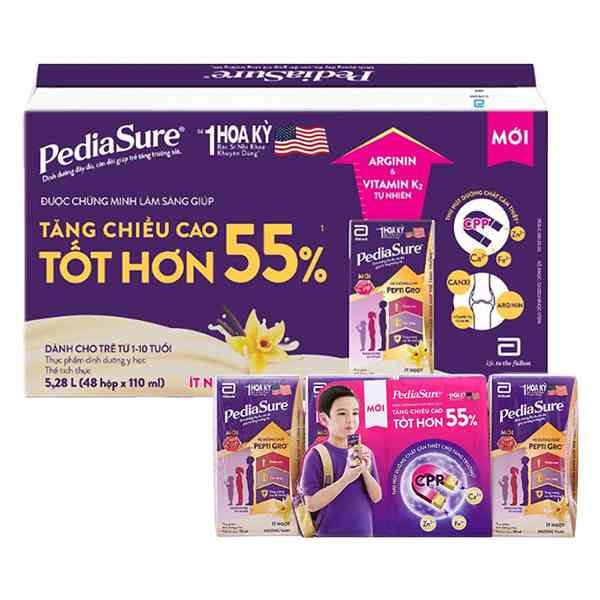 Thùng 48 hộp sữa pha sẵn Abbott PediaSure hương vani 110ml