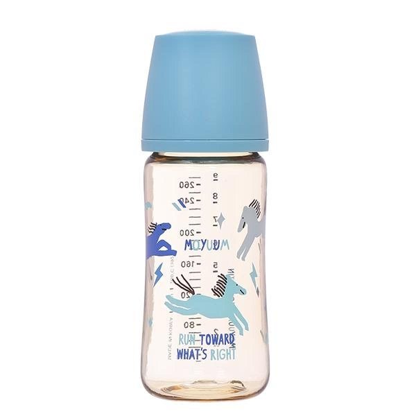 Bình sữa nhựa PPSU Moyuum All In One Bottle cổ rộng 270ml - Ngựa xanh