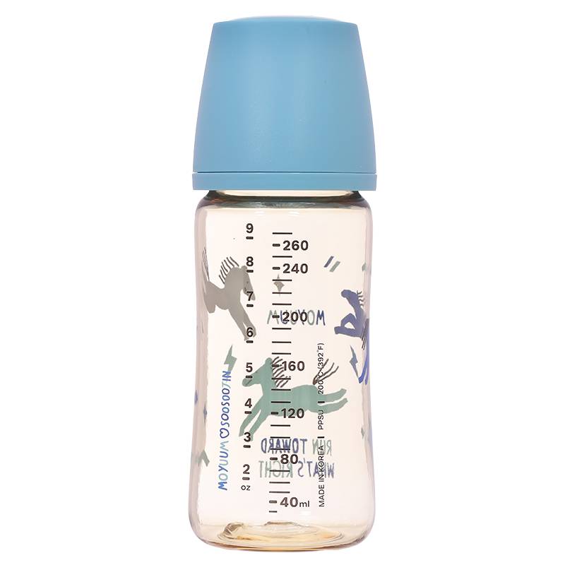 Bình sữa nhựa PPSU Moyuum All In One Bottle cổ rộng 270ml - Ngựa xanh