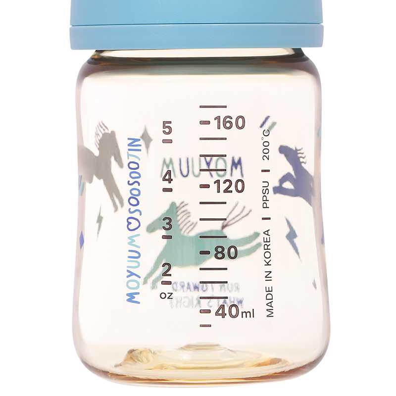 Bình sữa nhựa PPSU Moyuum All In One Bottle cổ rộng 170ml - Ngựa xanh