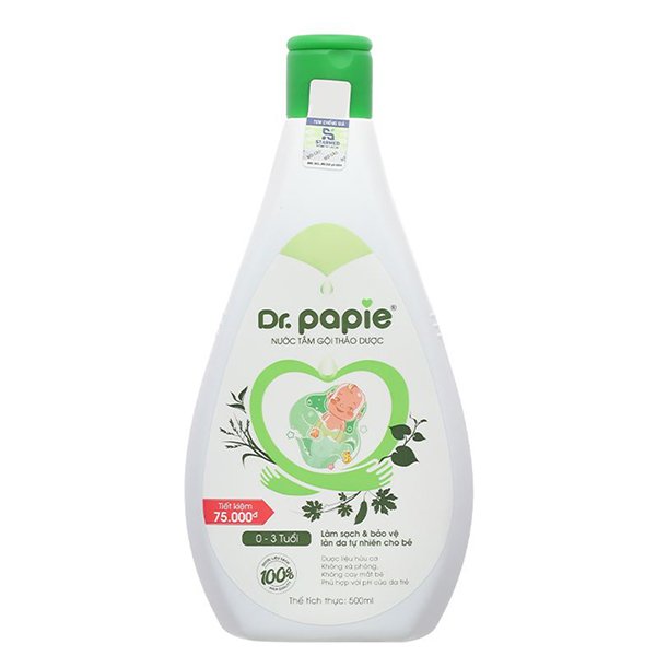 Nước tắm & gội 2in1 cho bé Dr.Papie chiết xuất thảo dược 500ml