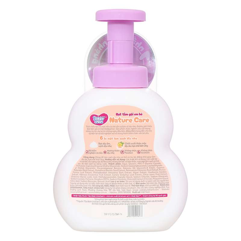 Bọt tắm & gội 2in1 cho bé BobbyChan Nature Care hương thảo mộc 450ml