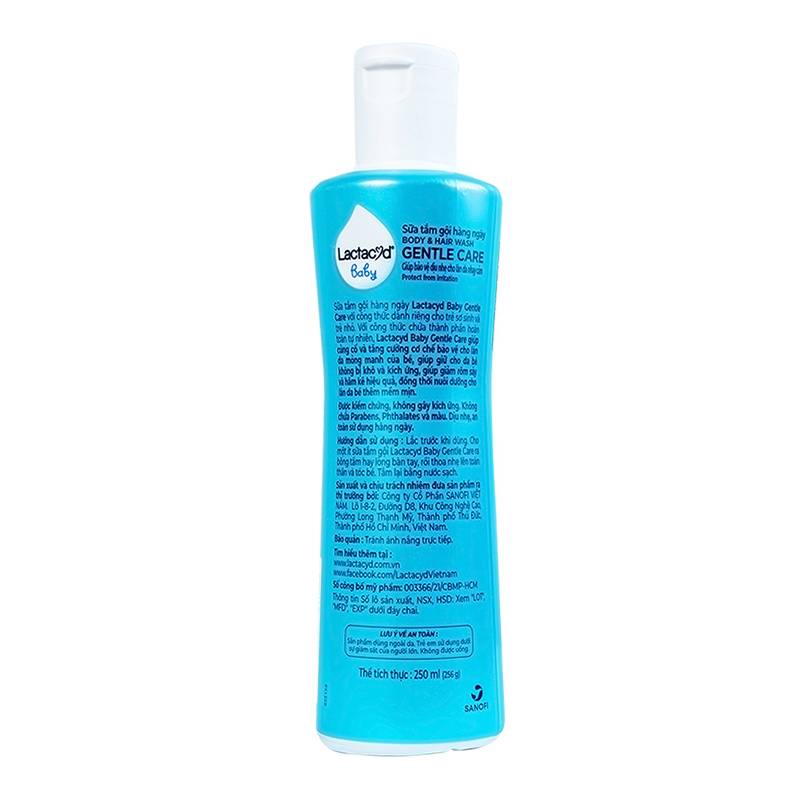 Sữa tắm & gội 2in1 cho bé Lactacyd Gentle Care hương dịu nhẹ 250ml