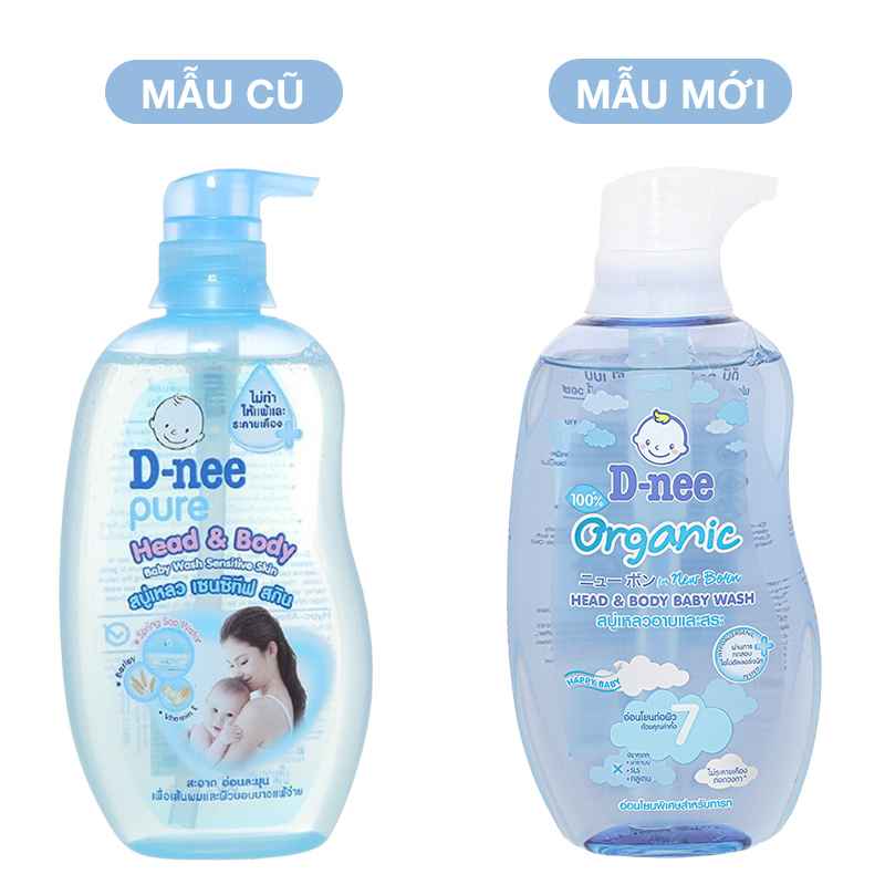 Dầu tắm & gội 2in1 cho bé D-nee Organic chiết xuất yến mạch 380ml (chai xanh)