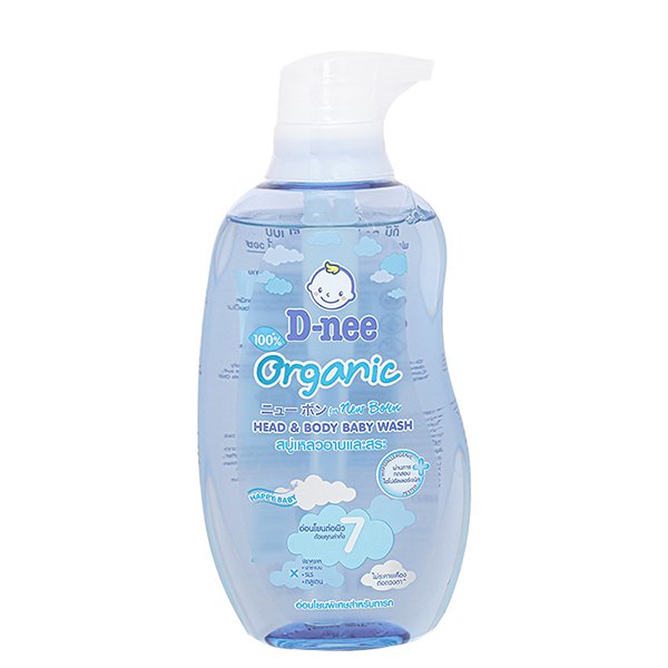Dầu tắm & gội 2in1 cho bé D-nee Organic chiết xuất yến mạch 380ml (chai xanh)