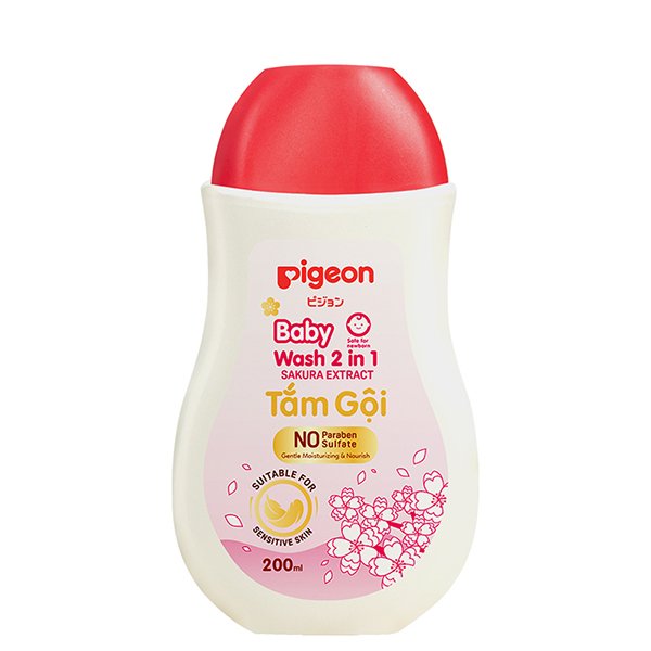 Sữa tắm & gội 2in1 cho bé Pigeon chiết xuất hoa anh đào 200ml