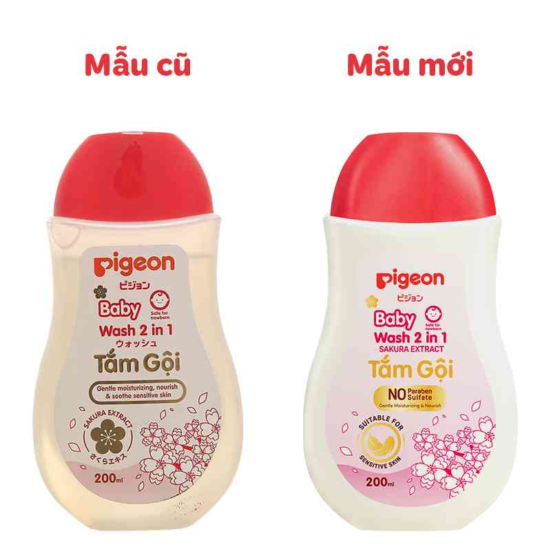 Sữa tắm & gội 2in1 cho bé Pigeon chiết xuất hoa anh đào 200ml
