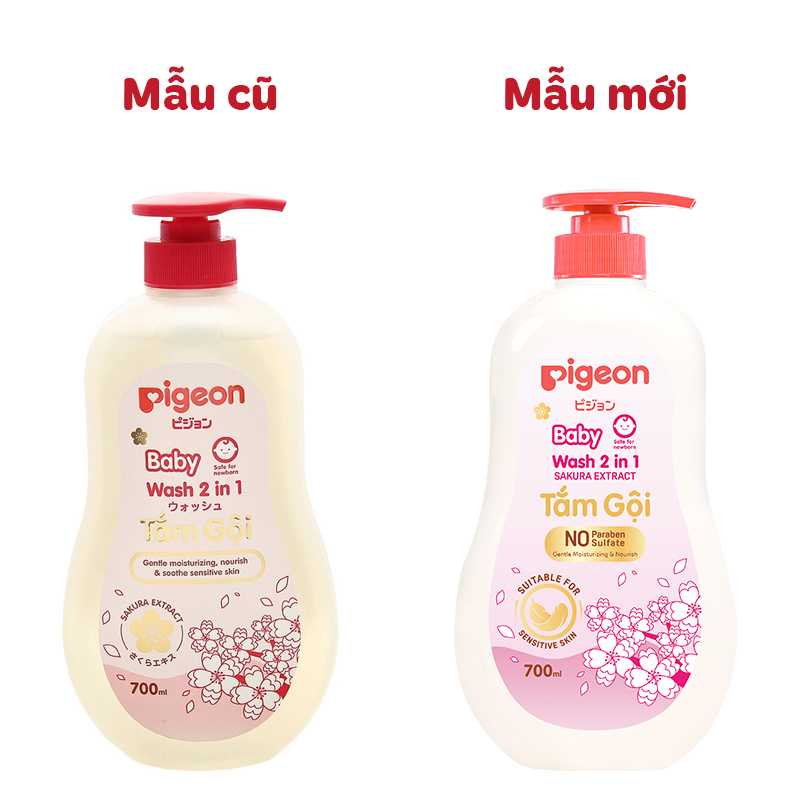 Sữa tắm & gội 2in1 cho bé Pigeon chiết xuất hoa anh đào 700ml