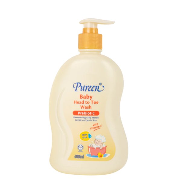 Sữa tắm & gội 2in1 cho bé Pureen Prebiotic Vitamin E hương dịu nhẹ 400ml