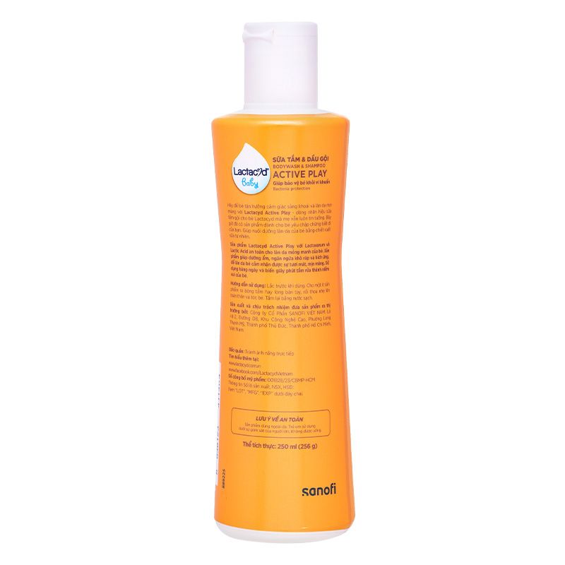 Sữa tắm & gội 2in1 cho bé Lactacyd Active Play hương tự nhiên 250ml