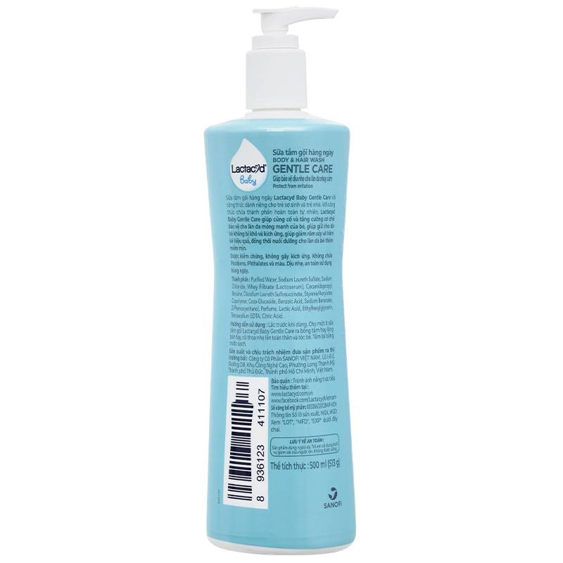 Sữa tắm & gội 2in1 cho bé Lactacyd Gentle Care hương dịu nhẹ 500ml