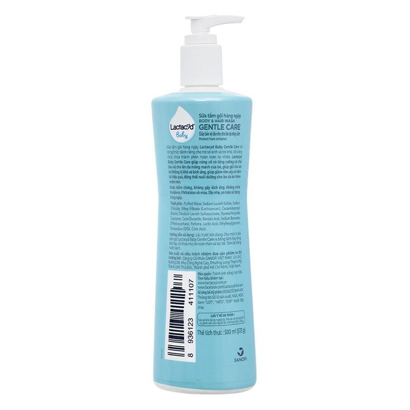 Combo 2 sữa tắm & gội 2in1 cho bé Lactacyd Gentle Care hương dịu nhẹ 500ml